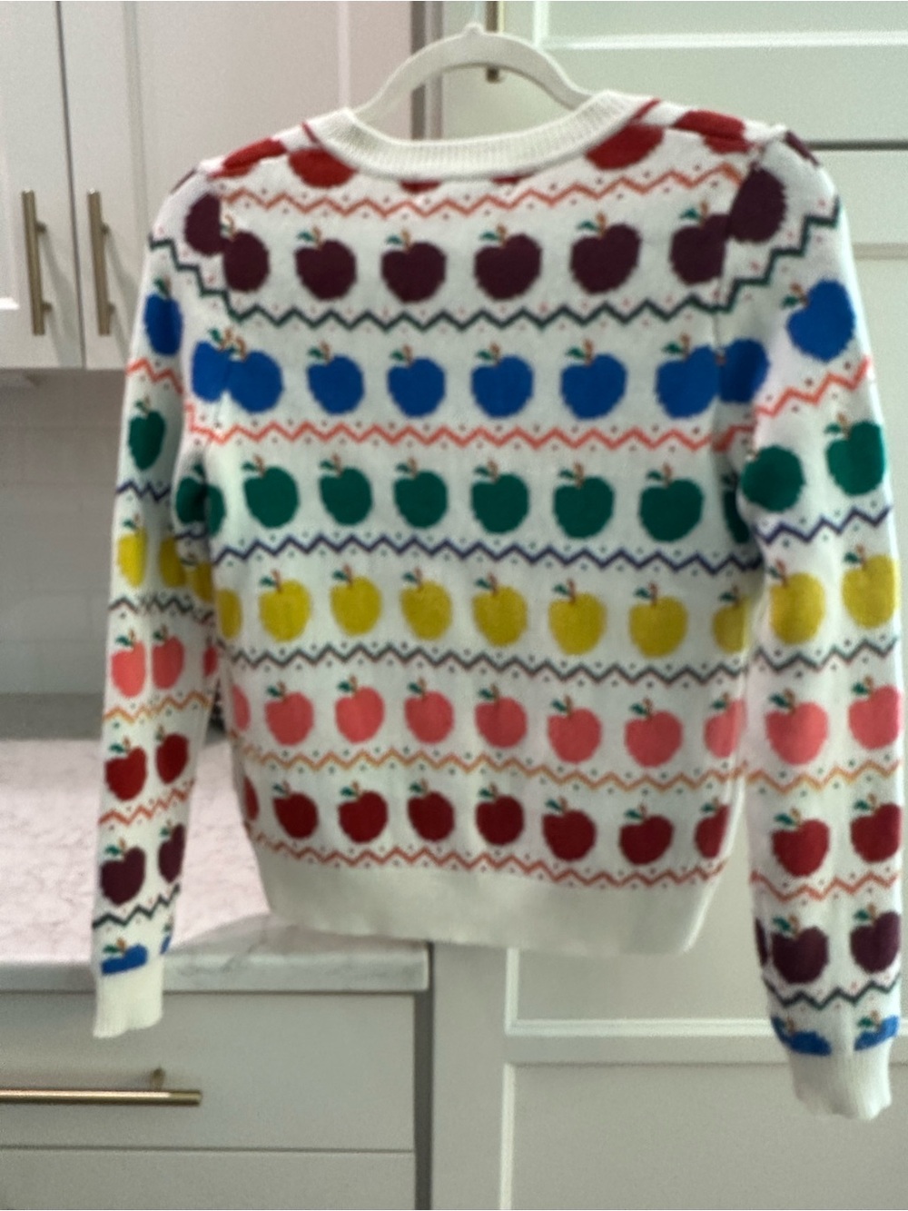 Womens Boden Cardigan Sweater with ADORABLE Multi-Color Apple Motif - Picture 5 of 7